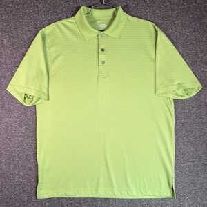 Champions Tour Polo Shirt Mens Large Lime Green Golf Casual Stripe Performance